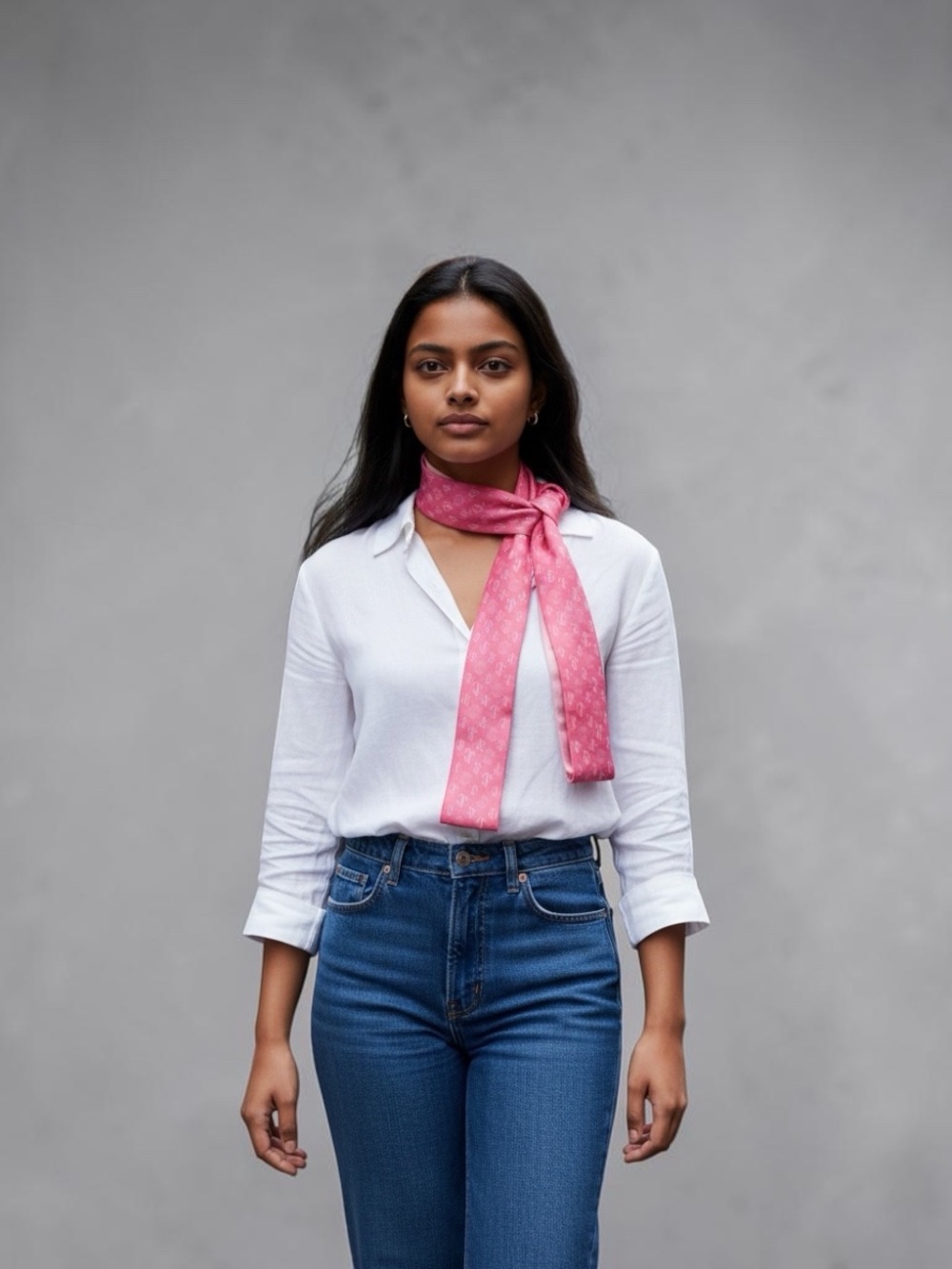 NWT- Jimmy Choo Pink Logo Silk Twilly Scarf